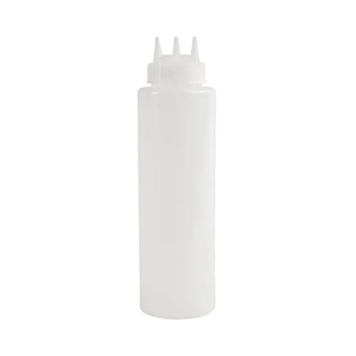 Vogue Clear 3-Düsen-Quetschflasche 908 ml / 36 oz, klar, Material: Polyethylen-Kunststoff, Dreifach-Düsen-Design, super quetschbar, schnelle Dosierung, verbundene Düsenkappe, CW726