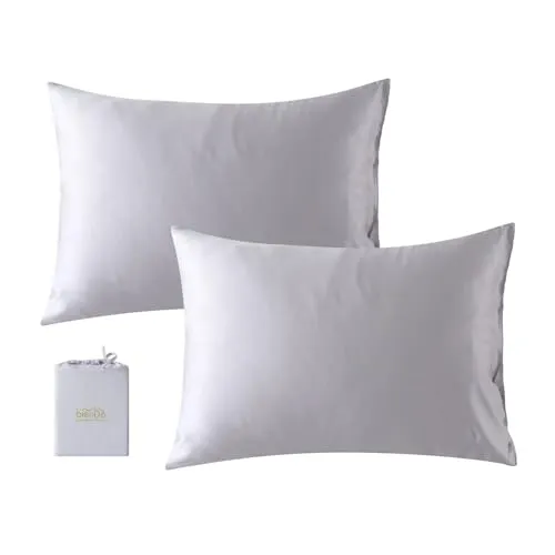 bienDo Kissenbezüge 40x80 cm aus Bambus (Vegane Seide), Hellgrau, 2er Set – Weich, Glatt, Atmungsaktiv, Kühlend, Hypoallergen. Perfekt für Allergiker