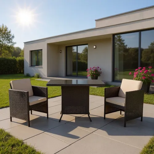 3-tlg. Sitzgaritur Polyrattan Kompakt Outdoor Lounge-Möbel 2 Personen Balkon