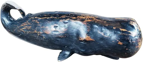 MichaelNoll Dekofigur Wal Walfisch Fisch Polyresin Holz-Optik - 47x16x15,5 cm