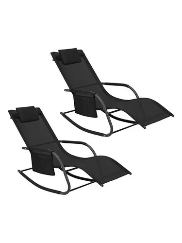 Woltu Gartenliege Set, 2er Liegestuhl für Outdoor, wetterfest & bis 150kg - Ergonomische Gartenliege mit abnehmbarer Kopfstütze, robustem Metallgestell und pflegeleichtem Polyester. Ideal für entspannte Stunden im Freien.