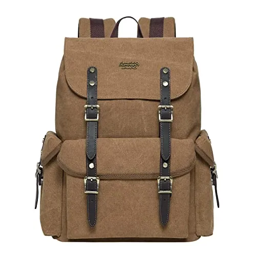 KAUKKO Canvas Retro Rucksack – Vintage Jagdrucksack mit Laptopfach