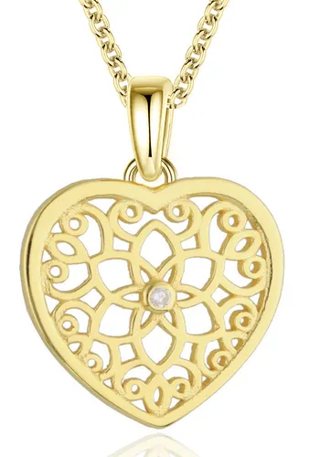 Damen Herz Kette 925 Silber Gold vergoldet Herzkette Halskette mit Anhänger Frau