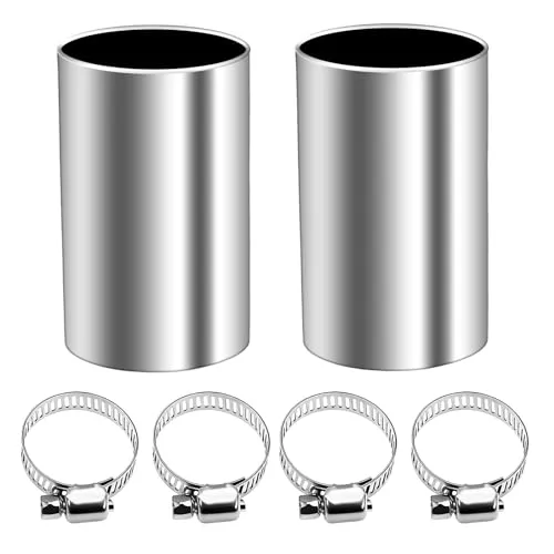 KLINNA 2 Stück Abgasrohr Standheizung Verbinder, Ø 24mm Edelstahl Rohrverbinder Stumpf mit 4 Klammern, 50mm Auspuff Verlängerungsrohr für Auto, LKW & Boot Heizungssysteme