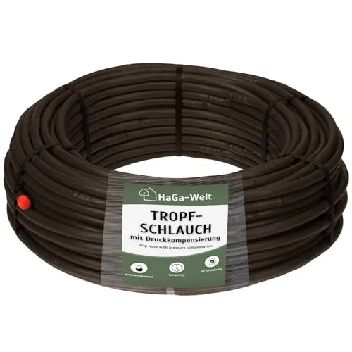 HaGa Tropfschlauch 16mm mit Druckkompensierung | Meterware – Effizientes Bewässerungssystem für Garten & Balkon – Wasserschlauch für automatische Pflanzenbewässerung – wassersparend