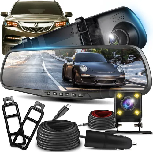 Retoo Spiegel Dashcam mit Rückfahrkamera und Nachtsicht - Dashcam mit Full HD 1080P, 170° Sichtfeld vorne und 120° hinten, ideal für sicheres Fahren und die Aufzeichnung von Unfällen, inklusive G-Sensor und Nachtsicht.