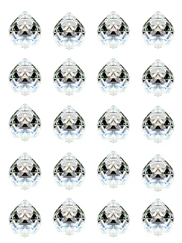 Adwikoso 20Pcs 30mm Kristallkugel-Prisma-Anhänger, Glas-Kronleuchter, hängender Anhänger, Feng Shui, Sonnenfänger, Hochzeit, Zuhause, Fensterdekoration