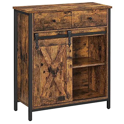 VASAGLE Sideboard mit Schiebetür, vintagebraun-schwarz in braun von VASAGLE