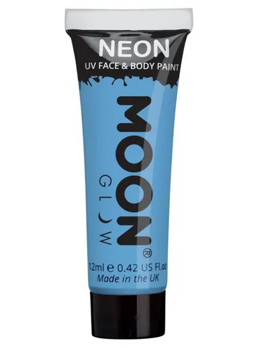 Smiffys Theaterschminke Moon Glow – Intense Neon UV Schminktube blau, Unter Schwarzlicht leuchtende, grelle Signalfarbe für Körper und Ges