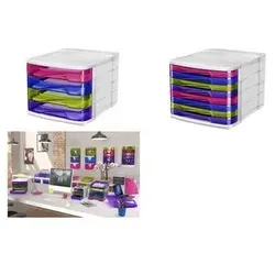 CEP Schubladenbox HAPPY, 8 Schübe, bunt - Ablagesysteme mit 8 breiten Schüben für Dokumente bis 24x32 cm, ideal für Ordnung im Büro. Stapelbar und aus 100% recyclebarem Material, schützt Ihren Tisch mit Gummifüßchen.