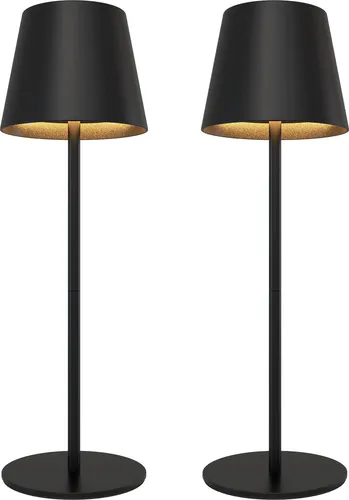 Ledvion 2x Wiederaufladbare Dimmbare LED Tischleuchte Mattschwarz