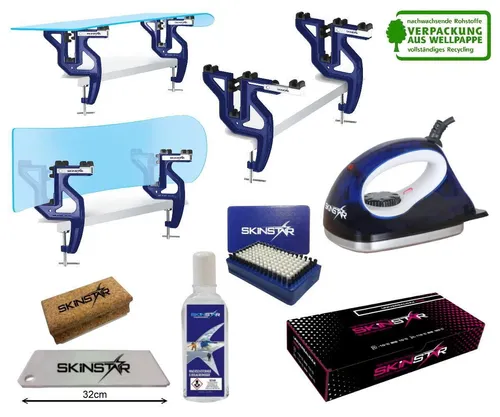 SKINSTAR Skiwax Set Skiwachs für Snowboard mit Wachsbügeleisen und Spanner