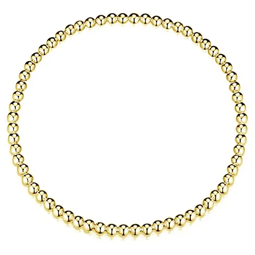 Materia Stretch Armband Damen Silber 925 mit Perlen - Elegantes Stretcharmband aus 925 Sterling Silber, vergoldet mit 3mm Perlen. Hoher Tragekomfort durch flexible Passform (18,5-19cm) - ideal für jeden Anlass!