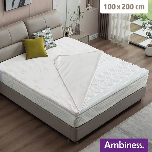 AMBINESS® Matratzen Topper memory foam 100x200cm - Matratzenauflage mit 5cm dickem Memory-Schaum für optimale Druckentlastung und 13-Zonen Schlafkomfort. Hypoallergen und maschinenwaschbar, ideal für Allergiker und ein angenehmes Schlafklima das ganze Jahr.
