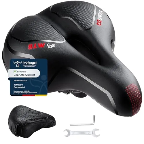 YOUNGDO Fahrradsattel - Ergonomischer Gel Fahrradsitz - Fahrradsättel mit ergonomischem Design, weicher Polsterung und stoßdämpfendem Zweifach-Federungssystem für maximalen Komfort bei jeder Fahrt.
