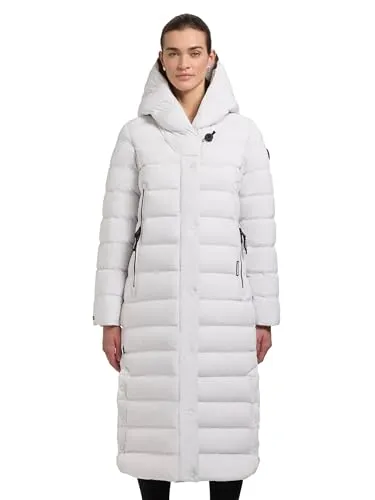 khujo Damen Wintermantel Teiva2-YM Flash White, Gr. XS - Funktionsjacke: Extralanger, taillierter Steppmantel mit wasserabweisendem Material und voluminösem Kragen für optimalen Schutz und stylischen Winter-Look.