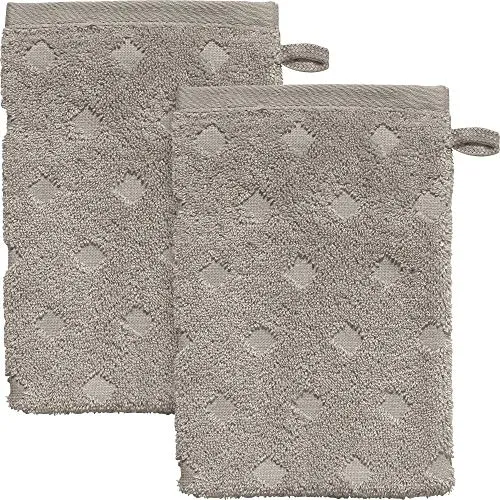 Erwin Müller Walk-Frottier Waschhandschuh 2er-Pack Baden Baden Taupe Größe 15x21 cm - extra saugstark, schnell trocknend, samtweich