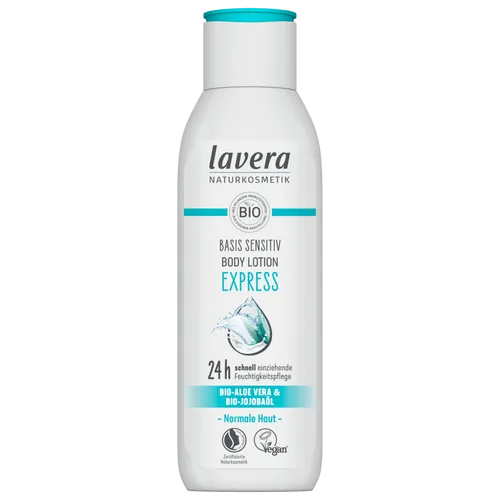 Lavera basis sensitiv Bodylotion express 250 ml - Medizinische Körperpflege mit schneller Feuchtigkeitsversorgung für empfindliche Haut, ideal für die tägliche Anwendung.