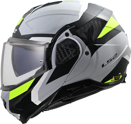LS2 ADVANT II Motorradhelm Light Grey H-V Yellow, 3XL