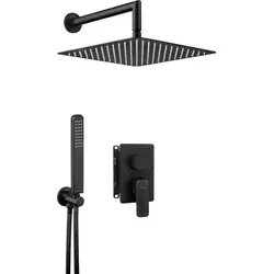 Unterputz-Duschset mit Quadrat-Mischbox in Schwarz - Elegantes Unterputz-Duschset mit langlebiger Nero-Beschichtung. Anti-Twist-System und Anti-Kalk-Funktion sorgen für mühelose Handhabung und Pflege. Ideal für moderne Badezimmer und stilvolle Duscherlebnisse.