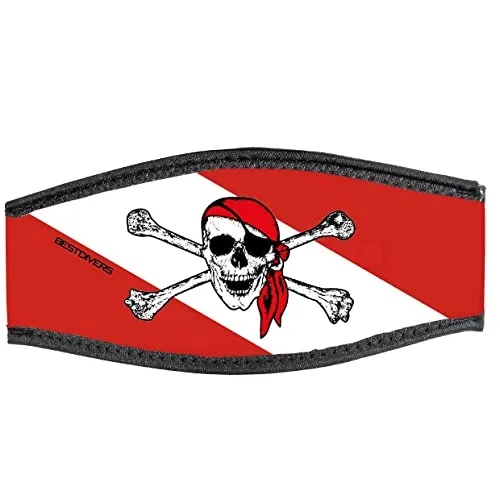 Best divers Uhrenarmband Maske aus Neopren, doppelt Klettverschluss, Jolly Roger