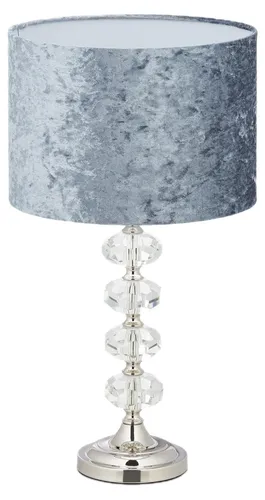 Elegante Tischlampe Kristallleuchte mit Samtschirm in grau von Relaxdays