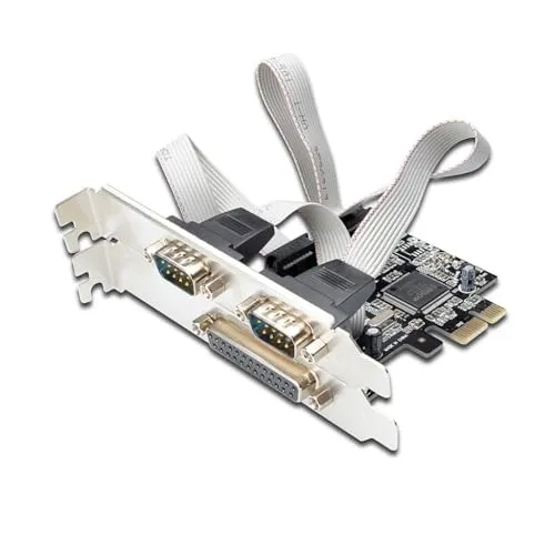 Ewent EW1158 Karte PCI Express, 2 externe Anschlüsse, 1 paralleler Port, zum Anschluss von Modems, Druckern, Scannern, CD-R / RW-Laufwerken, Silber