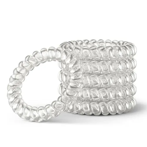 IMPERIO Spiral Haargummi - Premium Haargummis für Damen & Mädchen - Vermeide Haarbruch, Spliss & Verknotungen - Hochwertige & schonende Zopfgummis in verschiedenen Farben (Transparent Groß)