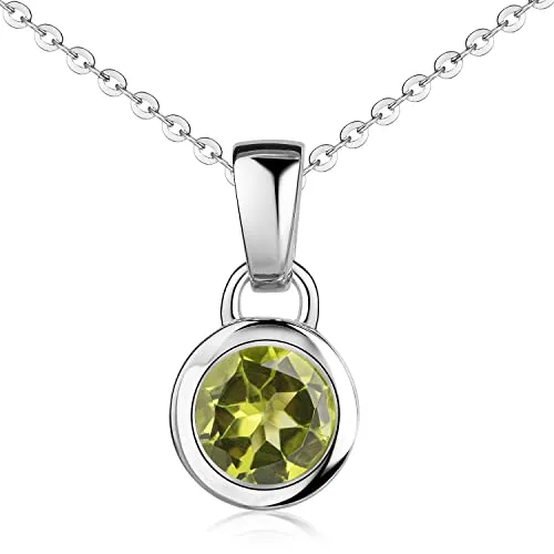 Materia Peridot Kette Silber 925 mit rundem Anhänger in grün von Materia by Matthias Wagner