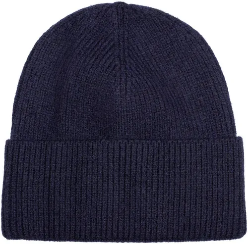 styleBREAKER Unisex Strickmütze mit Rippenmuster und breiter Krempe | Doppelt gestrickte Beanie Wintermütze | Warme Feinstrick Haube für Damen und Herren in vielen Farben, Farbe:Navy