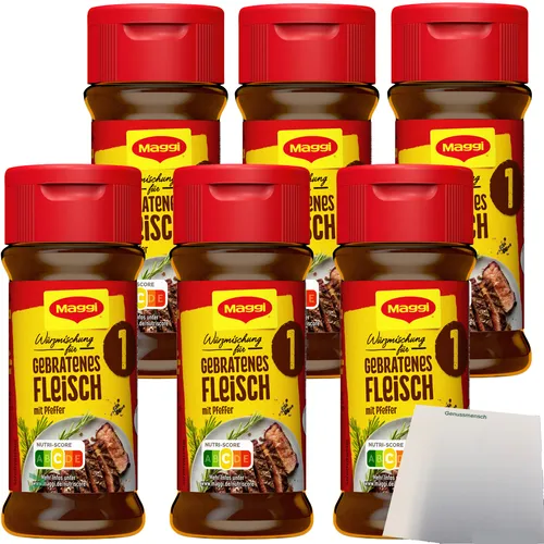 Maggi Würzmischung Nr. 1 Gebratenes Fleisch im Streuer (6x78g Glas) + usy Block