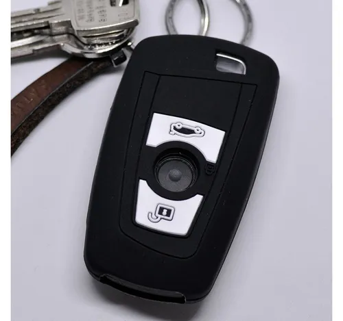 mt-key Schlüsseltasche Autoschlüssel Softcase Silikon Schutzhülle Schwarz, für BMW F20 F13 F30 F31 F32 F33 F22 1er 2er 3er 4er 3 Tasten KEYLESS