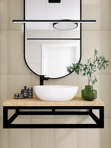 Waschtischplatte 95x45x22 cm aus Eschenholz – Massivholz Konsole für Aufsatzwaschbecken – Wandhalterung lackiert