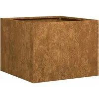 vidaXL Blumentopf Pflanzkübel Rostig 40x40x30 cm - Garten-Zubehör aus wetterfestem Stahl mit rustikalem Look, korrosionsbeständig und wartungsfrei, ideal für Pflanzenwachstum dank offenem Bodendesign.