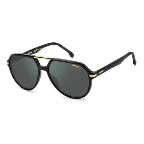 Carrera 315/S Herren-Sonnenbrille - Sonnenbrillen mit vollrandigem Pilot-Design, stylisches schwarzes Kunststoff-Gestell und kratzfesten Polycarbonat-Gläsern für optimalen UV-Schutz.