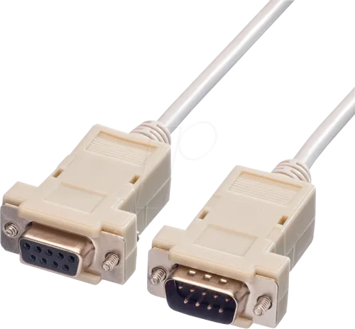VALUE 11996233 - Kabel Seriell, 9-pol RS-232, Stecker/Buchse, weiß, 3,0 m