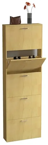 VCM Holz Regal Kipper Schuhregal XL - Schuhschrank für ca. 15 Paar Schuhe mit 5 Klappen, platzsparend und elegant. Maße: H. 179 x B. 59 x T. 17 cm - ideal für jeden Flur.