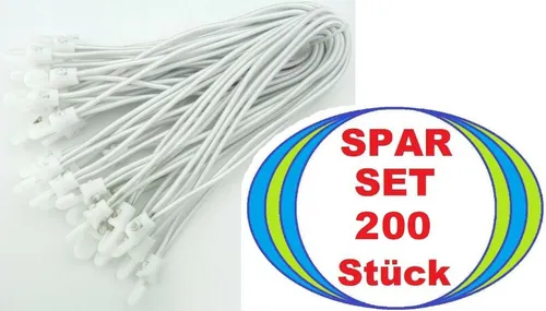 Zelt Planen Spanner 25 cm WEISS Planenspanner Spann Gummi Haken Spannfix 200 x