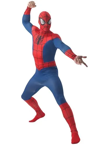Rubie's 3810362 - Spiderman Deluxe Kostüm für Erwachsene - Kostüme für Kinder, hochwertiger bedruckter Overall und Schlauchschal für ein authentisches Spiderman-Erlebnis, offiziell lizenziert und sicher getestet.