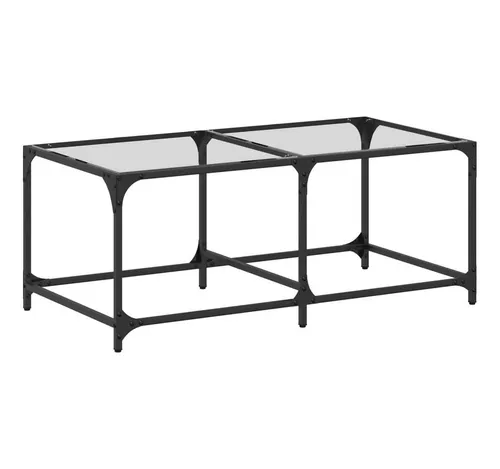 furnicato Moderner Couchtisch 98,5x50x40 cm mit Glasplatte - Eleganter Couchtisch aus robustem Holzwerkstoff und Edelstahlgestell. Die transparente Glasplatte sorgt für eine helle Atmosphäre und bietet viel Platz für Snacks und Deko. Pflegeleicht und ideal für jedes Wohnzimmer.