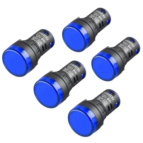 Heschen 22 mm LED-Kontrollleuchte, AD16-22D/S, 220 VAC, 20 mA, blaue Lichtfarbe, 5 Stück