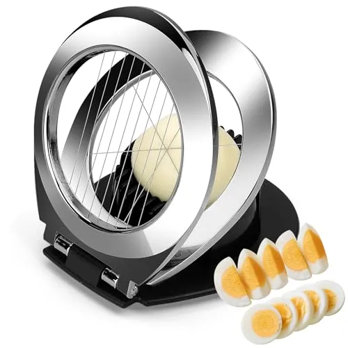 BIBURY Eierschneider aus Edelstahl, Eischneidewerkzeug, 2 in 1 Eierschneider Metall aus 304 Edelstahl, Professional Egg Slicer Schneider für Eier, Pilze, Erdbeeren, weiches Obst(spülmaschinenfest)