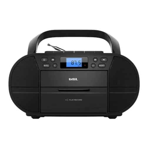 BSL Boombox tragbares CD-Radio mit Gehäuse und Bluetooth JL2021A | 6 Watt RMS | FM und USB | mp3 | LCD Display | AUX IN und USB Kopfhörer