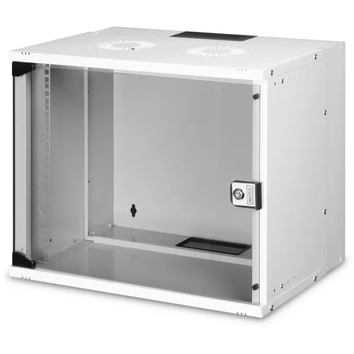 Digitus SOHO PRO Series Netzwerkschrank 9U - Wandmontierbarer 9U Netzwerkschrank in Hellgrau (RAL 7035), ideal für platzsparende Lösungen in Ihrem Büro oder Home Office.