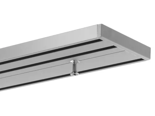 Gardineum Gardinenschiene System Objektschiene, 3-läufig, vorgebohrt, ab 2 m mittig geteilt, 3-läufig