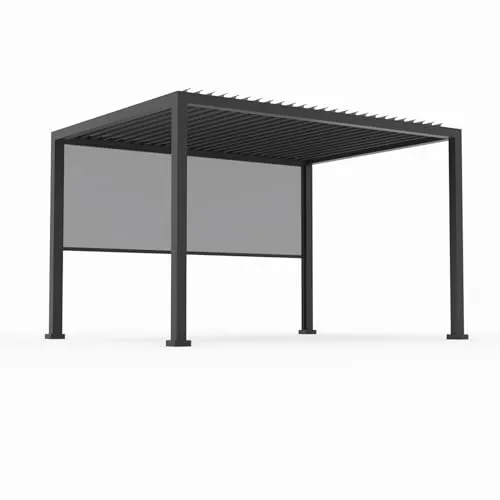 anndora Aluminium Pergola Gartenpavillon 3 x 4 m mit Lamellendach - Wetterfester Gartenpavillon aus robustem Aluminium mit verstellbarem Lamellendach. Ideal für individuellen Sonnenschutz und einfachen Aufbau. Inklusive 4m Seitenrollo für zusätzlichen Komfort und Privatsphäre.