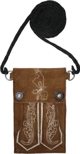 German Wear Trendige Trachten Handytasche für Iphone handy Leder tasche, Frabe: Kastanienbraun