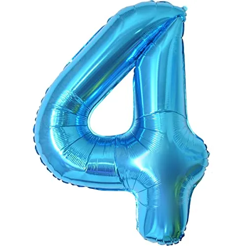 Geburtstag zahlen luftballon 4 jahre | Folienballon Kindergeburtstag Deko 4 XXL Blau-Riesen Folienballon in 40