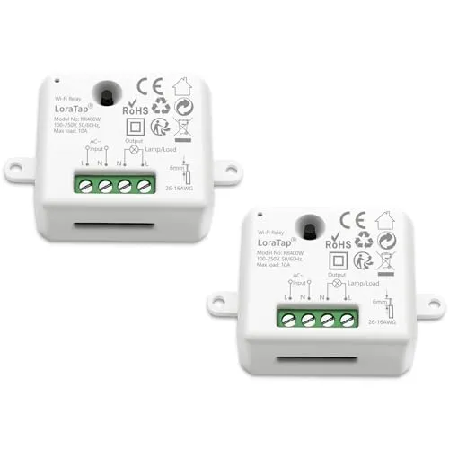 LoraTap 2er Pack Wifi Schalter Relais Modul Smart Home Switch mit Timer Fernbedienung über Handy für Hausautomation DIY Auf-/Unterputz Kompatibel mit Google Home
