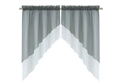 Delien Scheibengardine Beyza - Zweifarbig und Transparent (2 St) - Scheibengardinen-Sets in elegantem grau, mit Stangendurchzug für einfache Montage und 100% Polyester für langlebige Qualität.